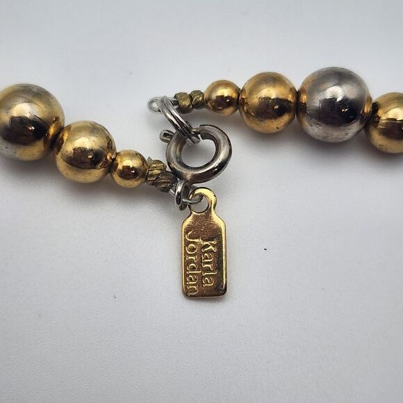 Vintage Karla Jordan Gold Tone & Blue Necklace - Picture 5 of 5